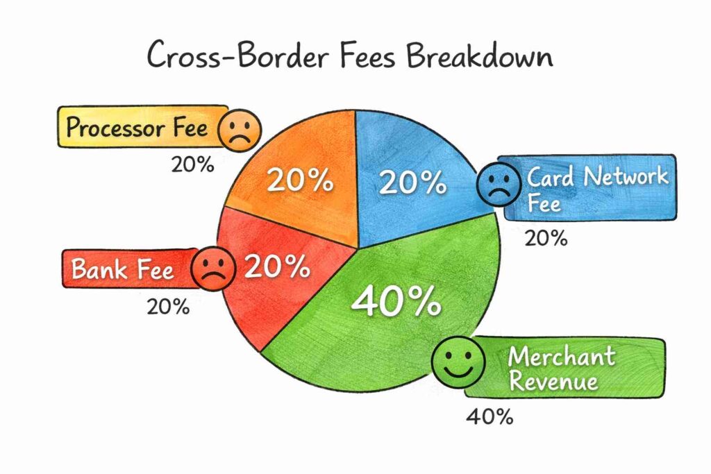 how international credit card payments work, including cross-border fees, currency conversion, and tips to avoid declined transactions for global sales