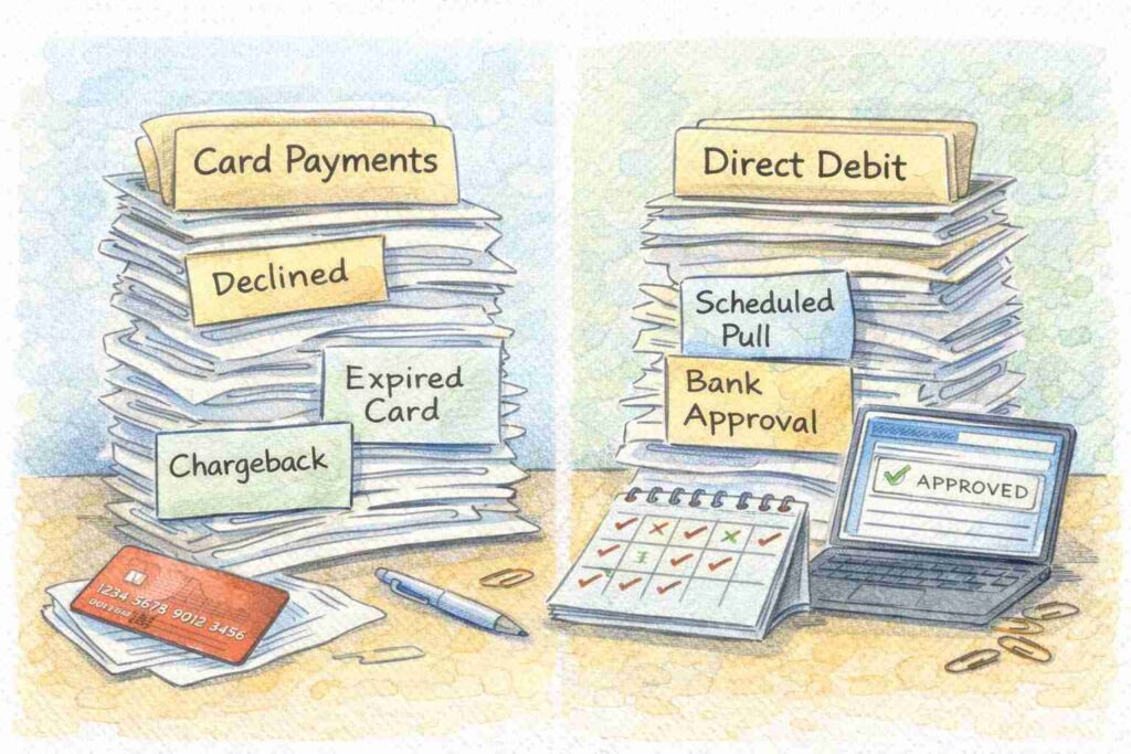comparing direct debit and card payments for business use