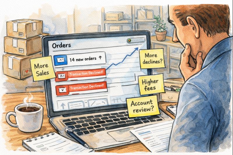 A growing business reviewing options for a merchant account and online payment processing