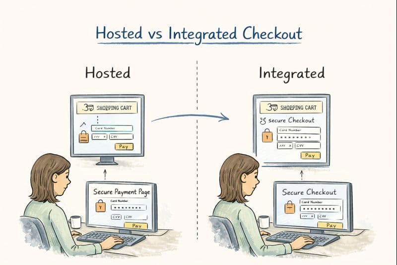 Comparison between hosted and integrated payment gateway checkout experiences