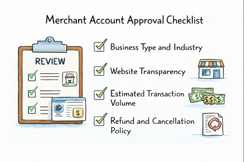 important factors reviewed when approving a credit card merchant account