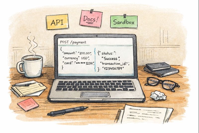 Developer integrating a payment gateway using clean and simple APIs