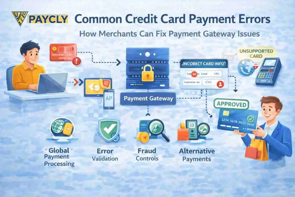 Common credit card payment errors during online checkout and how merchants can fix payment gateway issues to improve credit card approval rates.