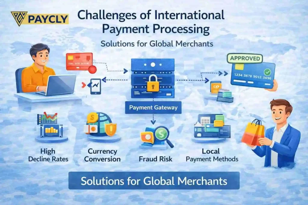 international payment processing challenges and solutions for merchants using global payment gateways and credit card merchant accounts.