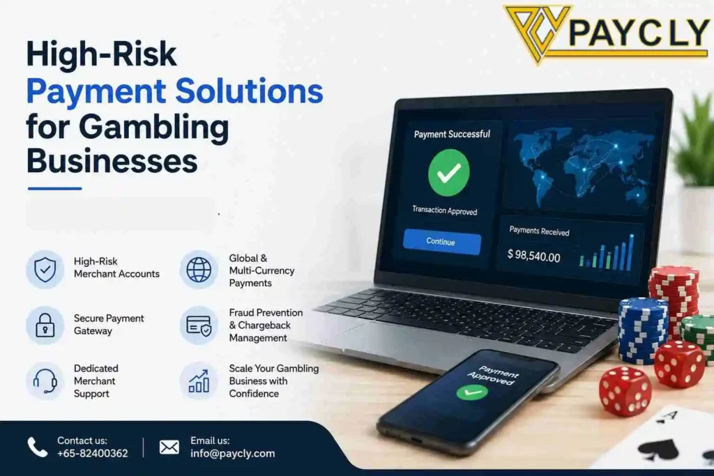 High-Risk Payment Solutions for Gambling Businesses with secure global payment processing by PayCly