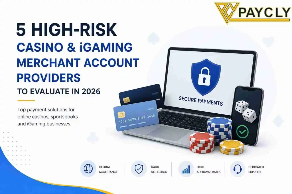 Comparison of high-risk casino and iGaming merchant account providers including PayCly, Boxcharge, WebPays, Inqud, and Amald for global gaming payment processing.casino merchant account, iGaming merchant account, gaming merchant services, multi-currency payment processing
