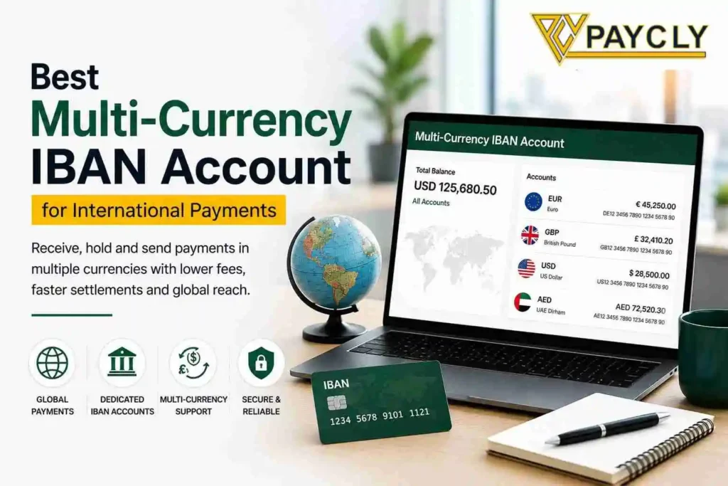 Best multi-currency IBAN account for international payments and high-risk business banking solutions by PayCly.