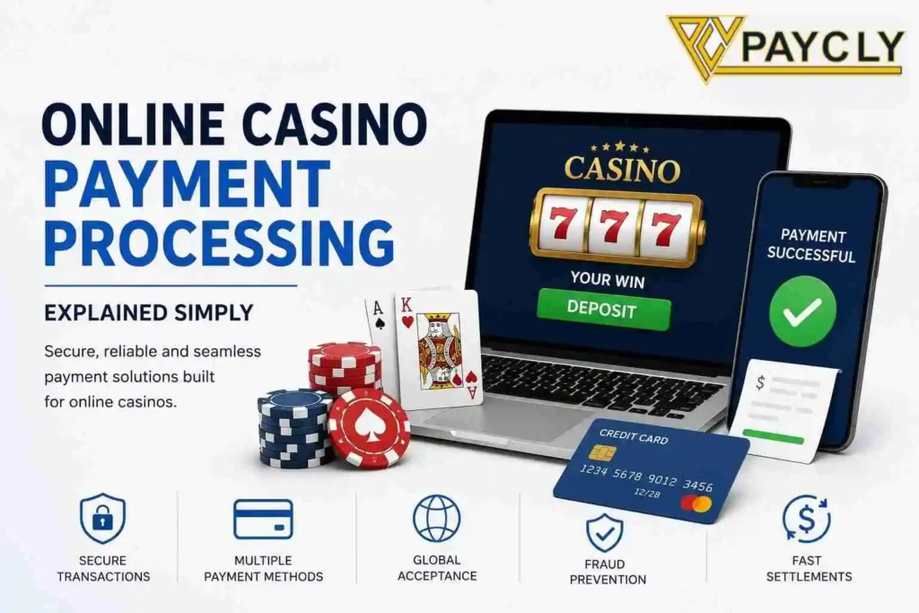 Online casino payment processing and casino merchant account payment flow