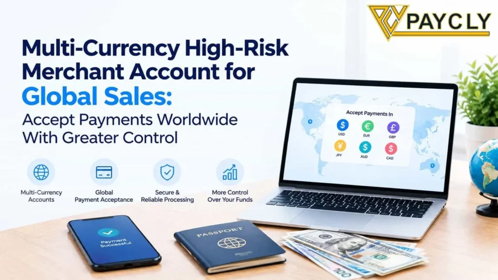 Multi-currency high-risk merchant account for global sales and international payments